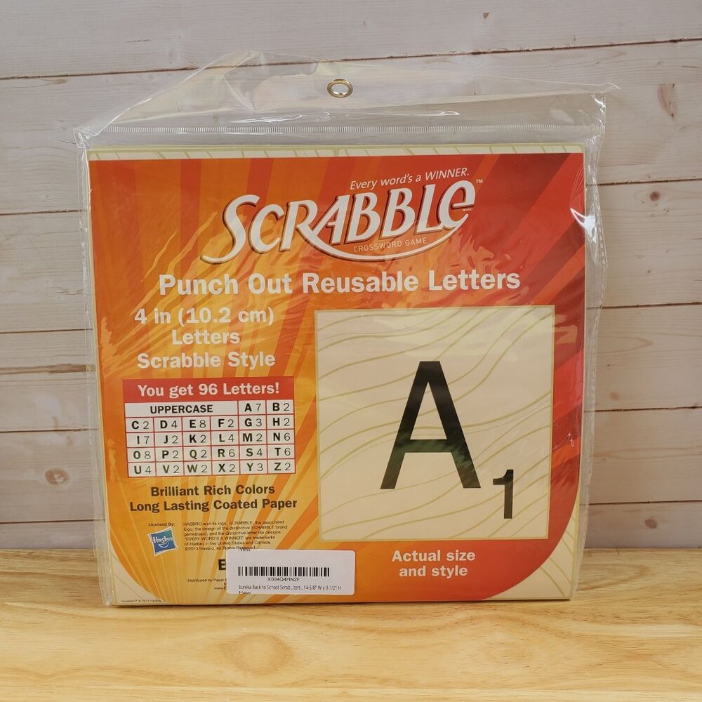 Punch Out Reusable Scrabble Letters 4" Uppercase Set 96 Pieces Coated Paper NIP